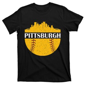 Pittsburgh Baseball Cityscape Distressed Novelty Pirate T-Shirt