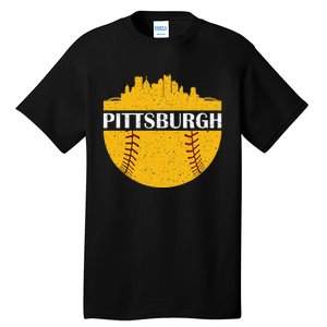 Pittsburgh Baseball Cityscape Distressed Novelty Pirate Tall T-Shirt