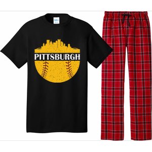 Pittsburgh Baseball Cityscape Distressed Novelty Pirate Pajama Set