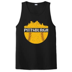 Pittsburgh Baseball Cityscape Distressed Novelty Pirate PosiCharge Competitor Tank