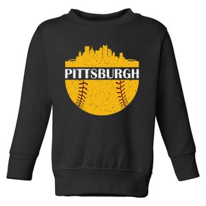 Pittsburgh Baseball Cityscape Distressed Novelty Pirate Toddler Sweatshirt