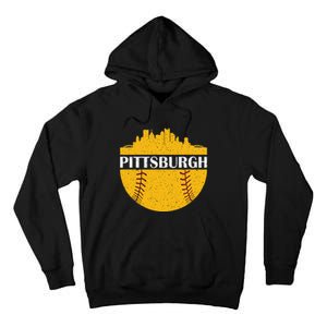 Pittsburgh Baseball Cityscape Distressed Novelty Pirate Tall Hoodie