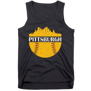 Pittsburgh Baseball Cityscape Distressed Novelty Pirate Tank Top