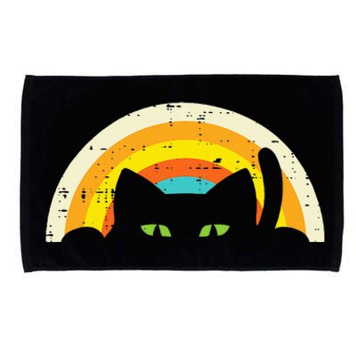 Peeping Black Cat Rainbow Vintage Halloween Microfiber Hand Towel