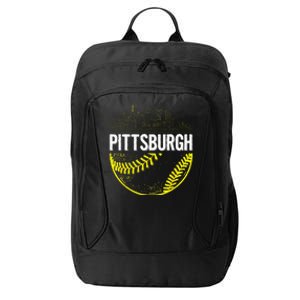 Pittsburgh Baseball Cityscape Distressed City Backpack