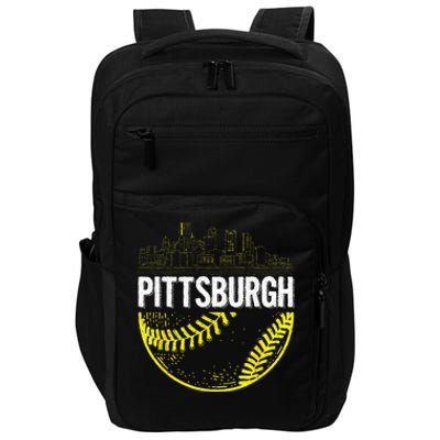 Pittsburgh Baseball Cityscape Distressed Impact Tech Backpack