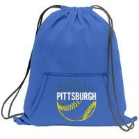 Pittsburgh Baseball Cityscape Distressed Sweatshirt Cinch Pack Bag