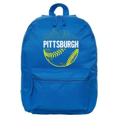 Pittsburgh Baseball Cityscape Distressed 16 in Basic Backpack