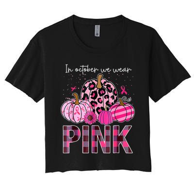 Pumpkin Breast Cancer Awareness Women's Crop Top Tee