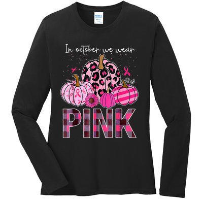 Pumpkin Breast Cancer Awareness Ladies Long Sleeve Shirt