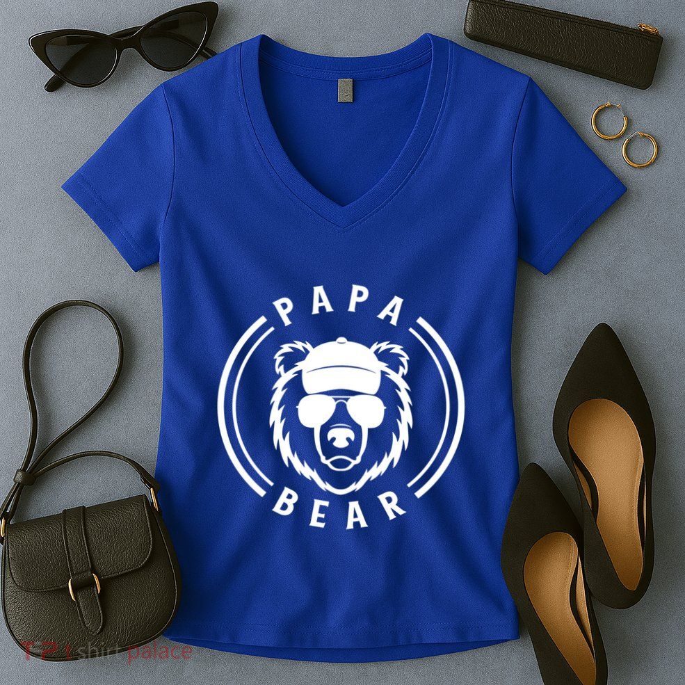 Papa Bear Cool Gift Women's V-Neck T-Shirt