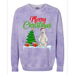 Polar Bear Christmas Tree Lights Funny Xmas Polar Bear Lover Colorblast Crewneck Sweatshirt