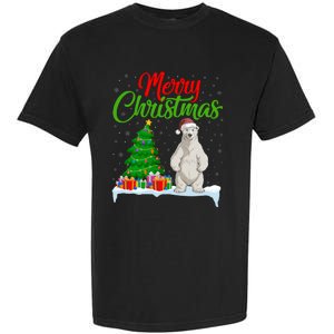 Polar Bear Christmas Tree Lights Funny Xmas Polar Bear Lover Garment-Dyed Heavyweight T-Shirt