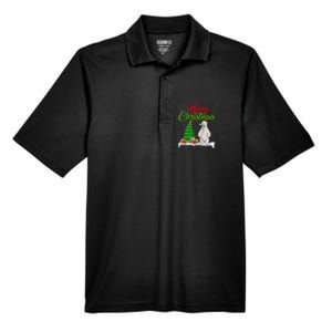 Polar Bear Christmas Tree Lights Funny Xmas Polar Bear Lover Men's Origin Performance Pique Polo