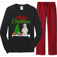 Polar Bear Christmas Tree Lights Funny Xmas Polar Bear Lover Long Sleeve Pajama Set