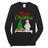 Polar Bear Christmas Tree Lights Funny Xmas Polar Bear Lover Tall Long Sleeve T-Shirt