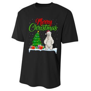 Polar Bear Christmas Tree Lights Funny Xmas Polar Bear Lover Performance Sprint T-Shirt