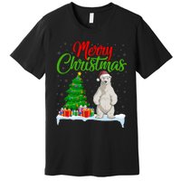 Polar Bear Christmas Tree Lights Funny Xmas Polar Bear Lover Premium T-Shirt