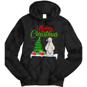 Polar Bear Christmas Tree Lights Funny Xmas Polar Bear Lover Tie Dye Hoodie