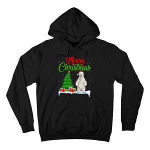 Polar Bear Christmas Tree Lights Funny Xmas Polar Bear Lover Tall Hoodie