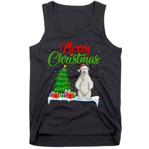 Polar Bear Christmas Tree Lights Funny Xmas Polar Bear Lover Tank Top