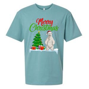 Polar Bear Christmas Tree Lights Funny Xmas Polar Bear Lover Sueded Cloud Jersey T-Shirt