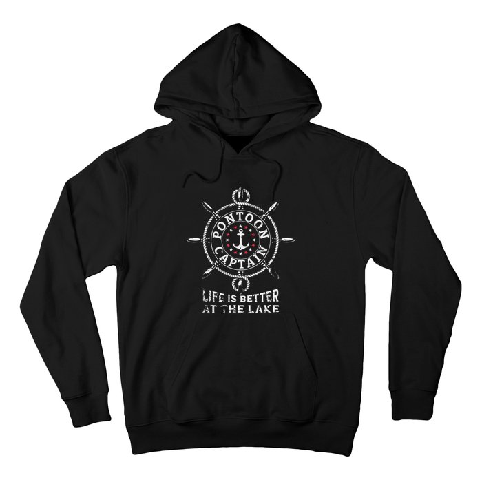 Pontoon Boat Captain Lake Boating Pontooning Hoodie