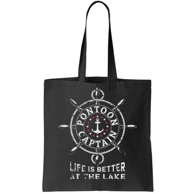 Pontoon Boat Captain Lake Boating Pontooning Tote Bag