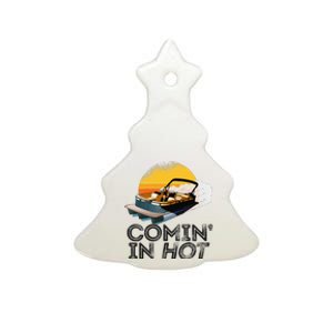 Pontoon Boat Comin In Hot Funny Boating Lake For Dad Ceramic Tree Ornament