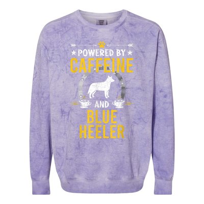 Powered By Caffeine And Blue Heeler Dog Lovers Colorblast Crewneck Sweatshirt