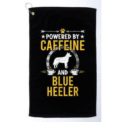 Powered By Caffeine And Blue Heeler Dog Lovers Golf Towel