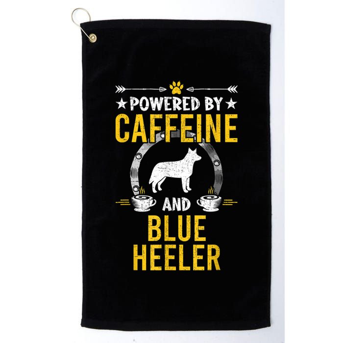 Powered By Caffeine And Blue Heeler Dog Lovers Golf Towel