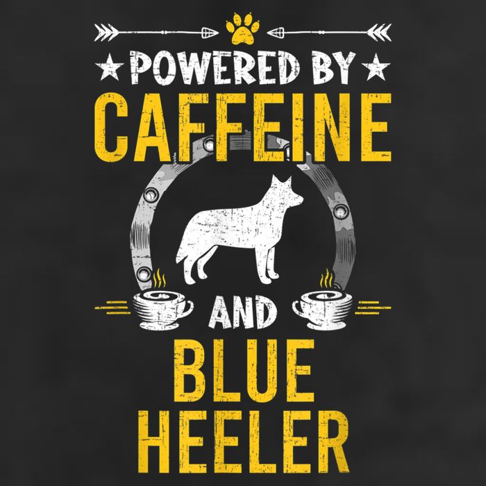 Powered By Caffeine And Blue Heeler Dog Lovers Golf Towel