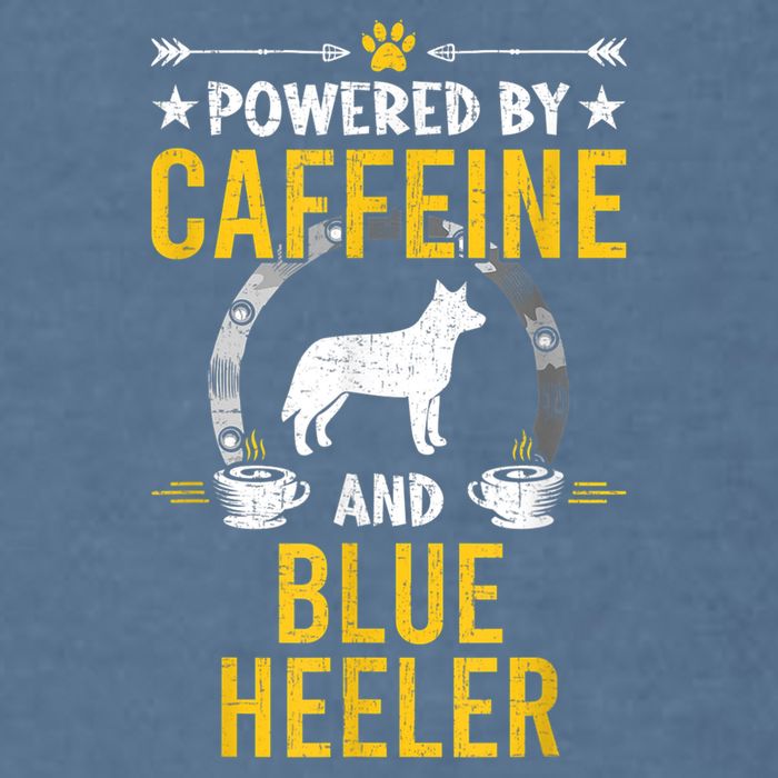 Powered By Caffeine And Blue Heeler Dog Lovers Garment-Dyed Sweatshirt