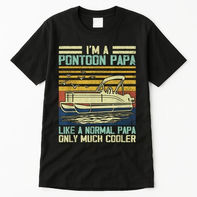 Pontoon Boat Captain Dad Papa Gag Pontooning Boating Lover Tall T-Shirt
