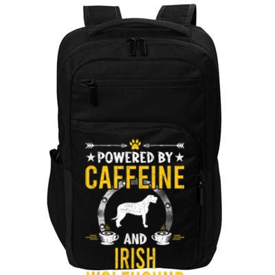 Powered By Caffeine And Irish Wolfhound Dog Lovers Impact Tech Backpack