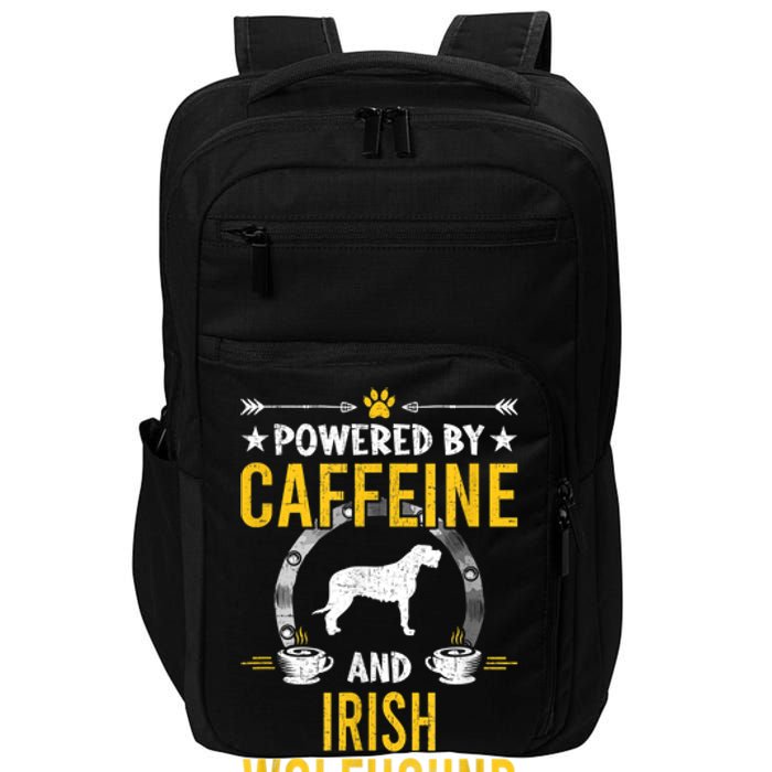 Powered By Caffeine And Irish Wolfhound Dog Lovers Impact Tech Backpack