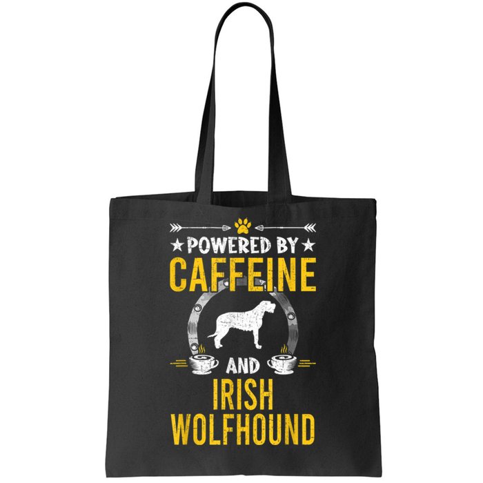 Powered By Caffeine And Irish Wolfhound Dog Lovers Tote Bag