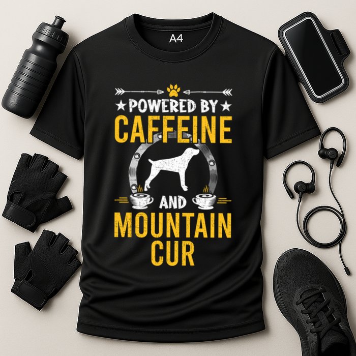 Powered By Caffeine And Mountain Cur Dog Lovers Long Sleeve Performance Shirt