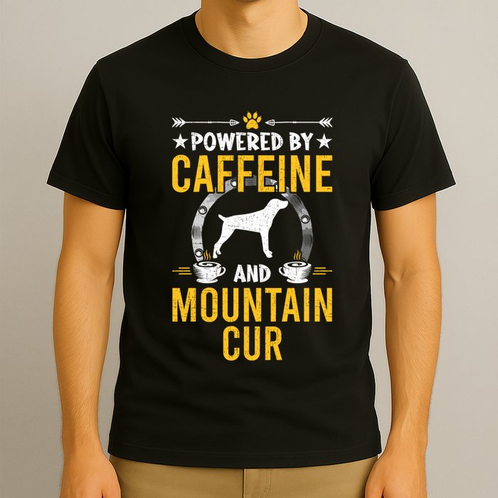 Powered By Caffeine And Mountain Cur Dog Lovers Long Sleeve T-Shirt