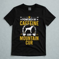 Powered By Caffeine And Mountain Cur Dog Lovers Long Sleeve T-Shirt