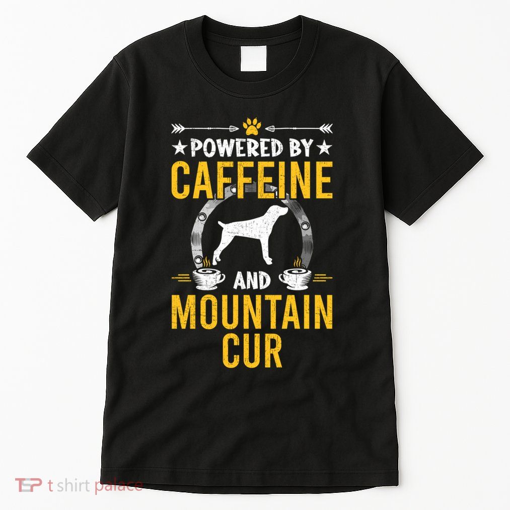 Powered By Caffeine And Mountain Cur Dog Lovers Long Sleeve Tall T-Shirt
