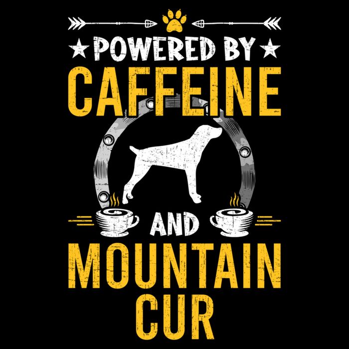 Powered By Caffeine And Mountain Cur Dog Lovers Long Sleeve Sustainable Bucket Hat