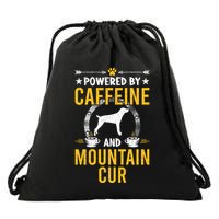 Powered By Caffeine And Mountain Cur Dog Lovers Long Sleeve Drawstring Bag