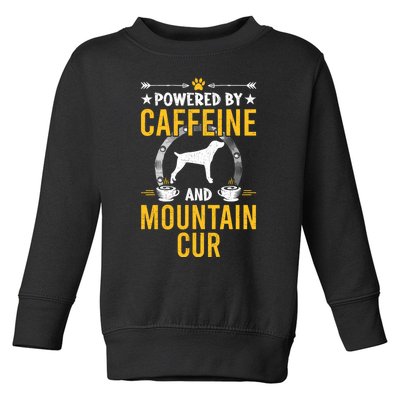 Powered By Caffeine And Mountain Cur Dog Lovers Long Sleeve Toddler Sweatshirt