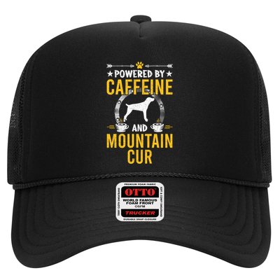 Powered By Caffeine And Mountain Cur Dog Lovers Long Sleeve Trucker Hat