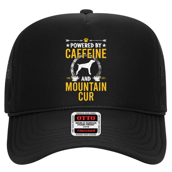 Powered By Caffeine And Mountain Cur Dog Lovers Long Sleeve Trucker Hat