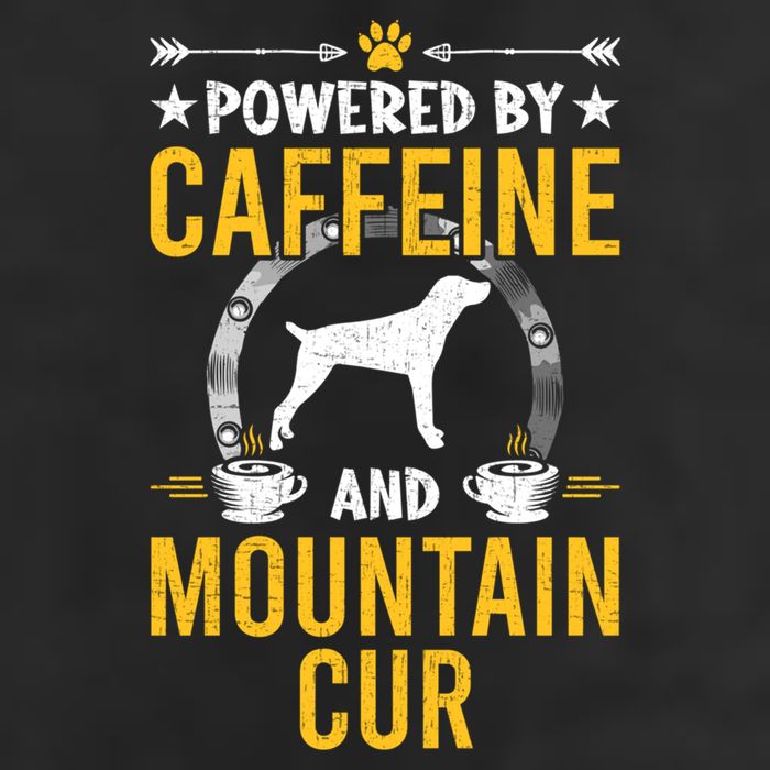 Powered By Caffeine And Mountain Cur Dog Lovers Long Sleeve Trucker Hat