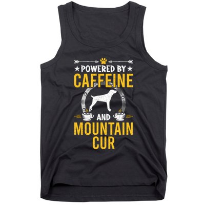 Powered By Caffeine And Mountain Cur Dog Lovers Long Sleeve Tank Top
