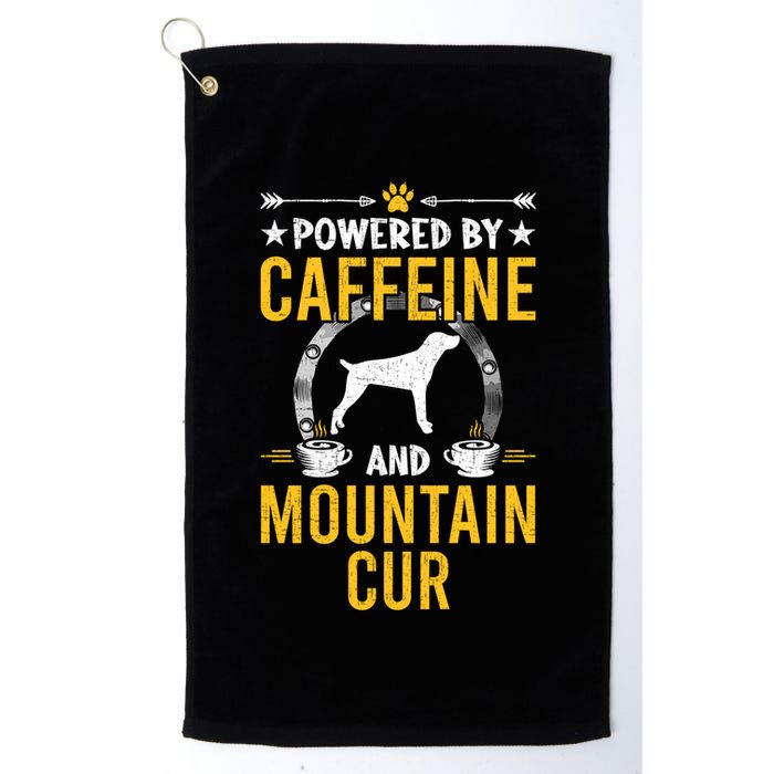 Powered By Caffeine And Mountain Cur Dog Lovers Long Sleeve Golf Towel